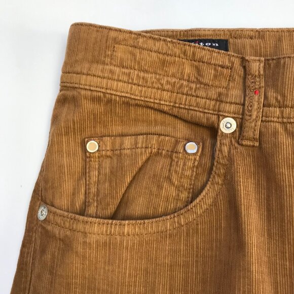 Kiton Slim Fit Corduroy Trouser Pants Mens 38 Brown Tan Straight Leg Button Fly - Picture 5 of 14